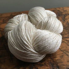 Load image into Gallery viewer, Undyed Natural White Merino Silk Yarn, 3 Ply, 50 or 100 Gram, Fingering Weight, Knitting, Crochet, OEKO-TEX® Certified