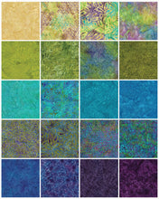 Load image into Gallery viewer, Island Batik Strip Pack, Jewel Carvings, Multicolored, 20 Fabrics and 40 Strips