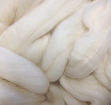 Load image into Gallery viewer, Wool Roving Top, Eco Peruvian Highland, 27.5 Microns, Natural White, Undyed, By 100 Gram Amounts