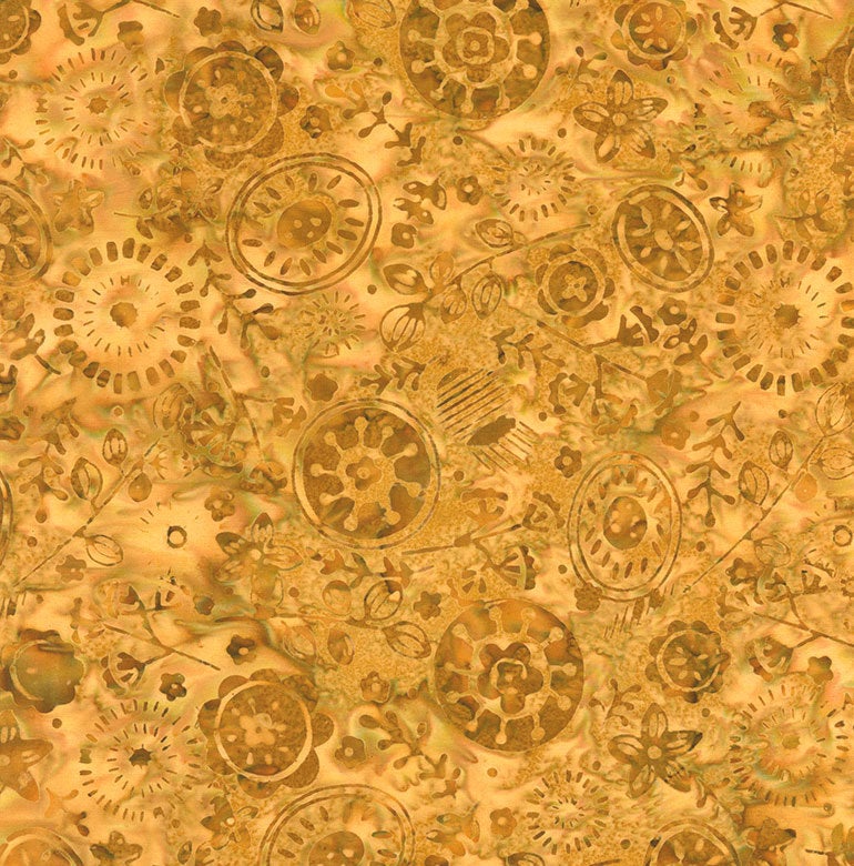 Timeless Treasures Tonga B4885 Amber, Brown Yellow, Cotton Batik Quilting Fabric