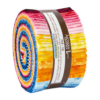 Kaufman Batik Jelly Roll Rollup, Good Vibes, Multicolor, Cotton Quilting Fabric