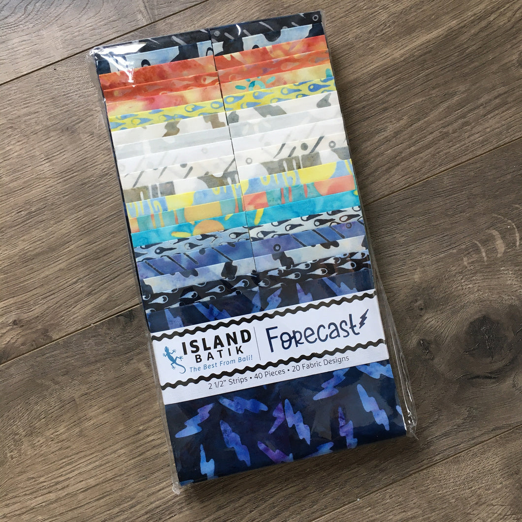 Island Batik Forecast, Multicolored Strip Pack, 20 Fabrics, 40 Strips