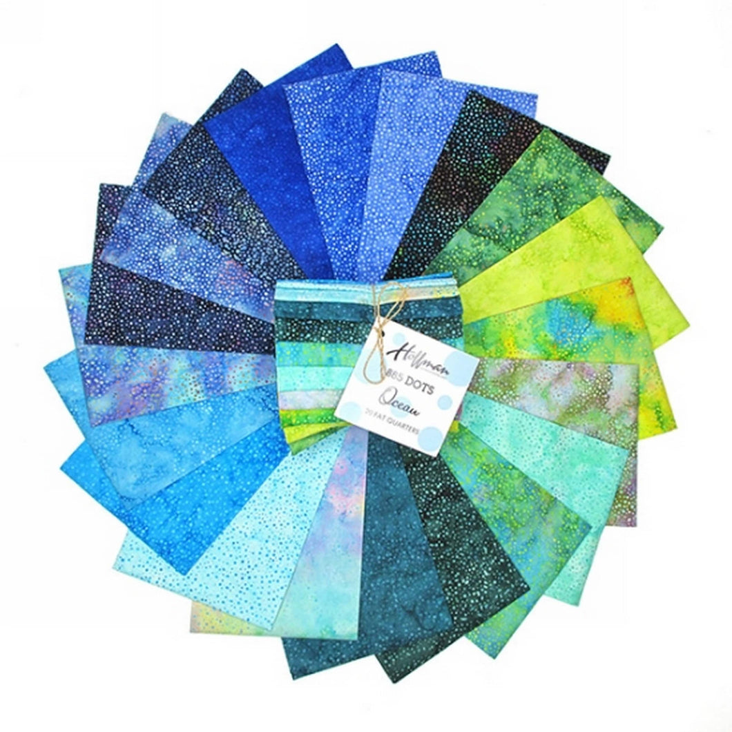 Hoffman 885 Fat Quarters, 885FQ-73 Ocean, Multicolored, 20 Fabrics