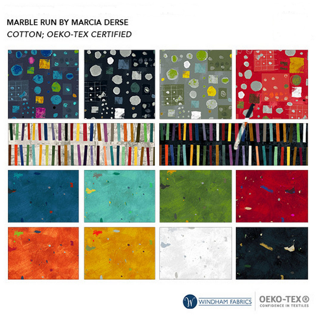 Marcia Derse, Marble Run, By The Half Yard, 14 Fabrics, Windham Fabric, Multicolored