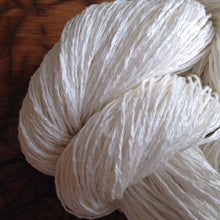 Load image into Gallery viewer, Linen Chainette Yarn, Knitting, Weaving, Crochet, Bleached White, Dye
