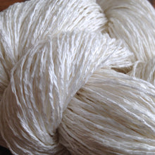 Load image into Gallery viewer, Linen Chainette Yarn, Knitting, Weaving, Crochet, Bleached White, Dye
