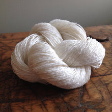 Load image into Gallery viewer, Linen Chainette Yarn, Knitting, Weaving, Crochet, Bleached White, Dye
