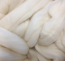 Load image into Gallery viewer, Wool Roving Top, Eco Peruvian Highland, 27.5 Microns, Natural White, Undyed, By 100 Gram Amounts
