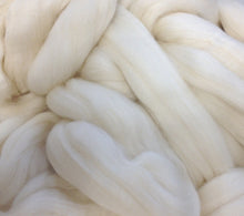 Load image into Gallery viewer, Wool Roving Top, Eco Peruvian Highland, 27.5 Microns, Natural White, Undyed, By 100 Gram Amounts
