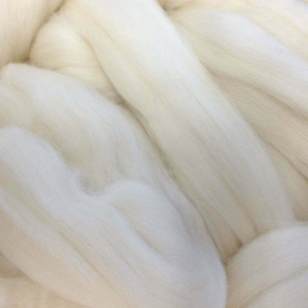 Wool Roving Top, Eco Peruvian Highland, 27.5 Microns, Natural White, Undyed, By The Ounce